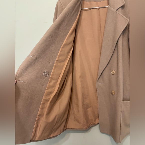 LA REDOUTE Vintage Wool Cashmere Double Breasted Tan Coat - Picture 4 of 6